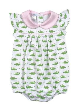 Boutique Pink Alligators Bubble Romper